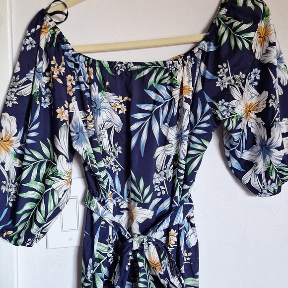 SHEIN 1XL TROPICAL PRINT SIDE SPLIT DRESS - Picture 8 of 13